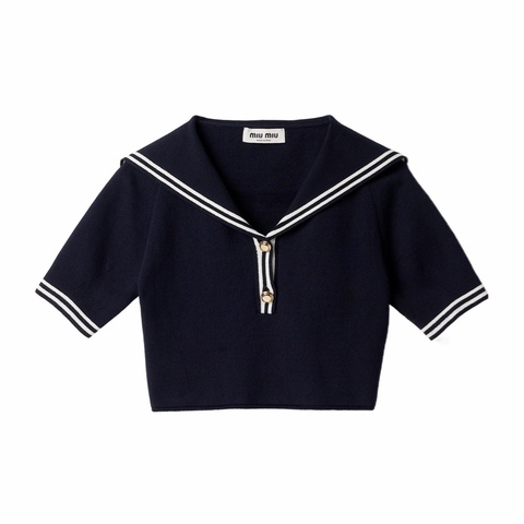 Miu Miu 女士 徽標短袖針織衫IT-36 IT-38 IT-40 IT-42碼