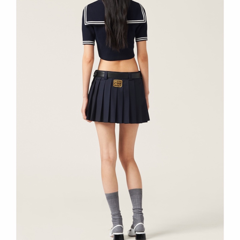 Miu Miu 女士 徽標短袖針織衫IT-36 IT-38 IT-40 IT-42碼-1