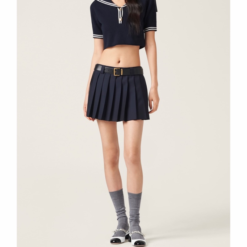 Miu Miu 女士 徽標短袖針織衫IT-36 IT-38 IT-40 IT-42碼-3