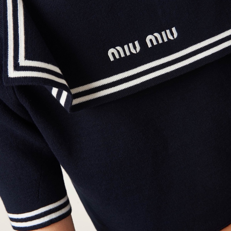 Miu Miu 女士 徽標短袖針織衫IT-36 IT-38 IT-40 IT-42碼-4