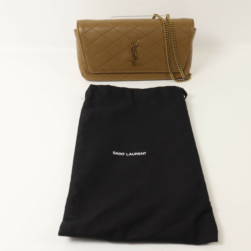 SAINT LAURENT 羊皮皮革Gaby Phone Holder鏈帶肩背袋-8