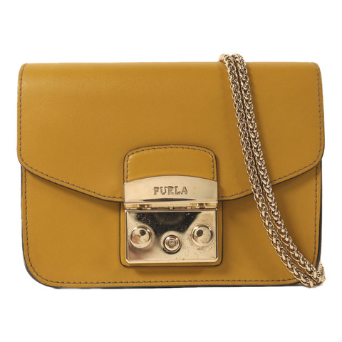 Furla 牛皮皮革Chain Shoulder鏈帶肩背袋