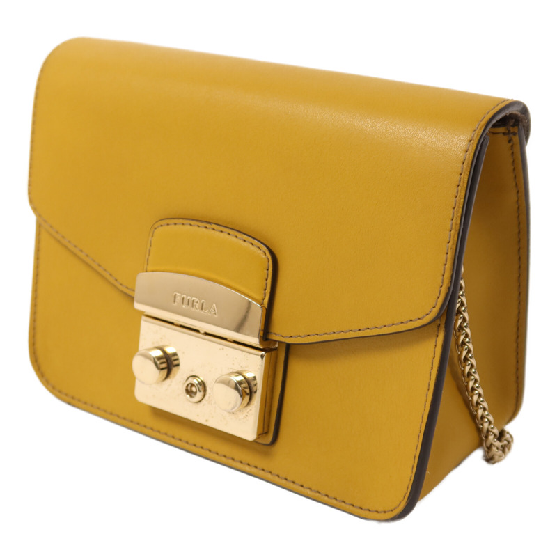 Furla 牛皮皮革Chain Shoulder鏈帶肩背袋-2