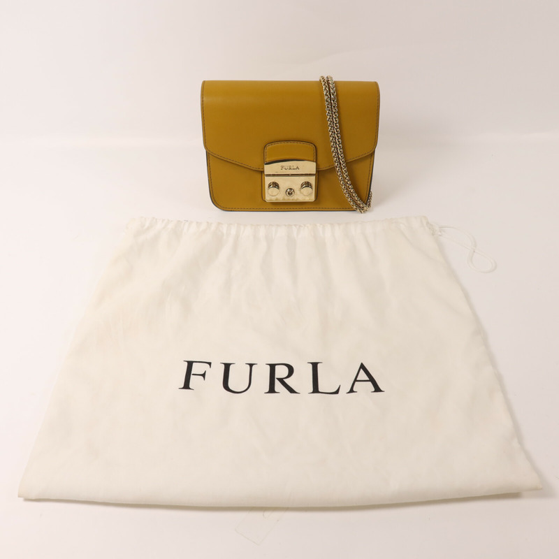 Furla 牛皮皮革Chain Shoulder鏈帶肩背袋-9