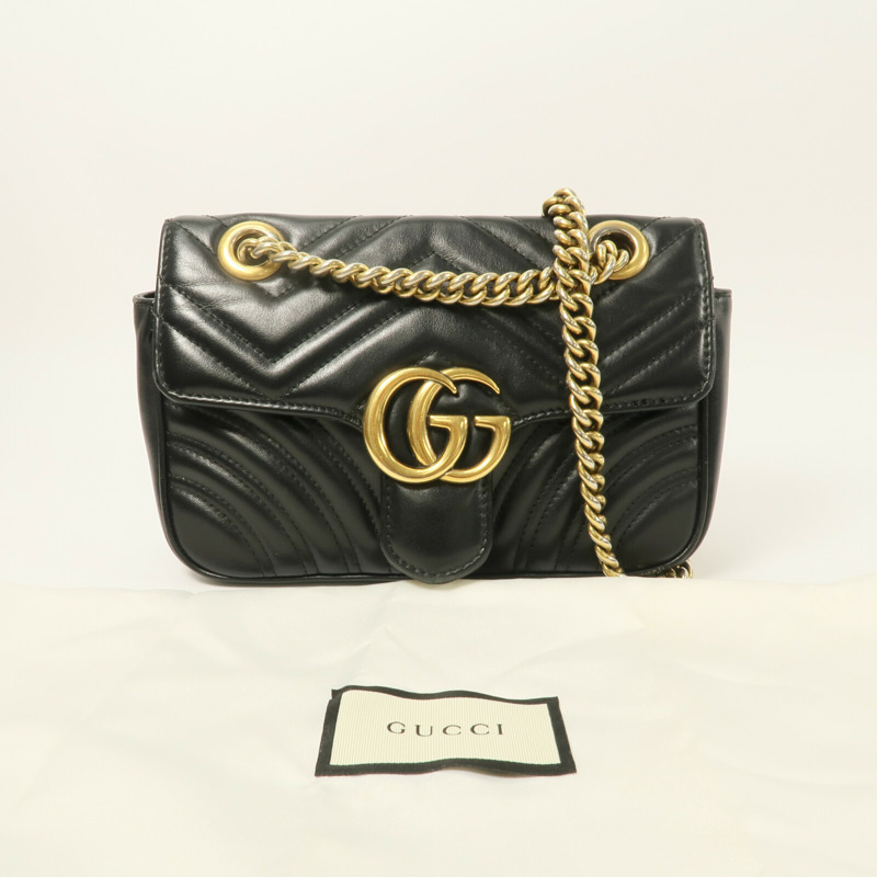 GUCCI 牛皮皮革GG Marmont Small鏈帶肩背袋-9