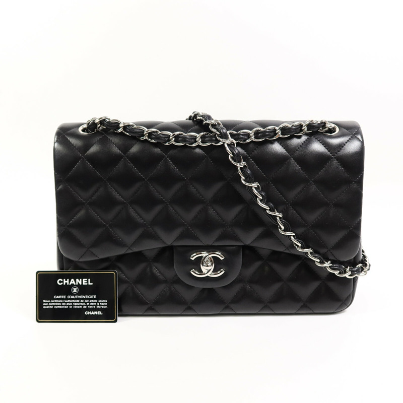 CHANEL 羊皮皮革Large Classic鏈帶肩背袋-10