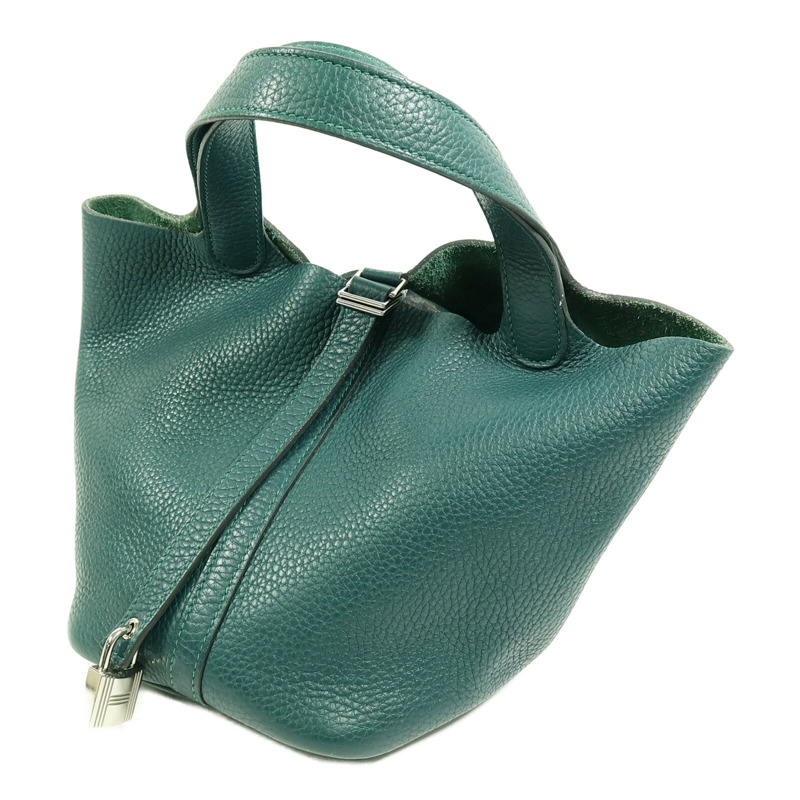 HERMES Clemence皮革Picotin PM手挽袋Vert Bosphore-1
