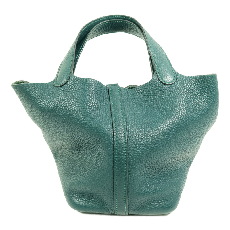 HERMES Clemence皮革Picotin PM手挽袋Vert Bosphore-2