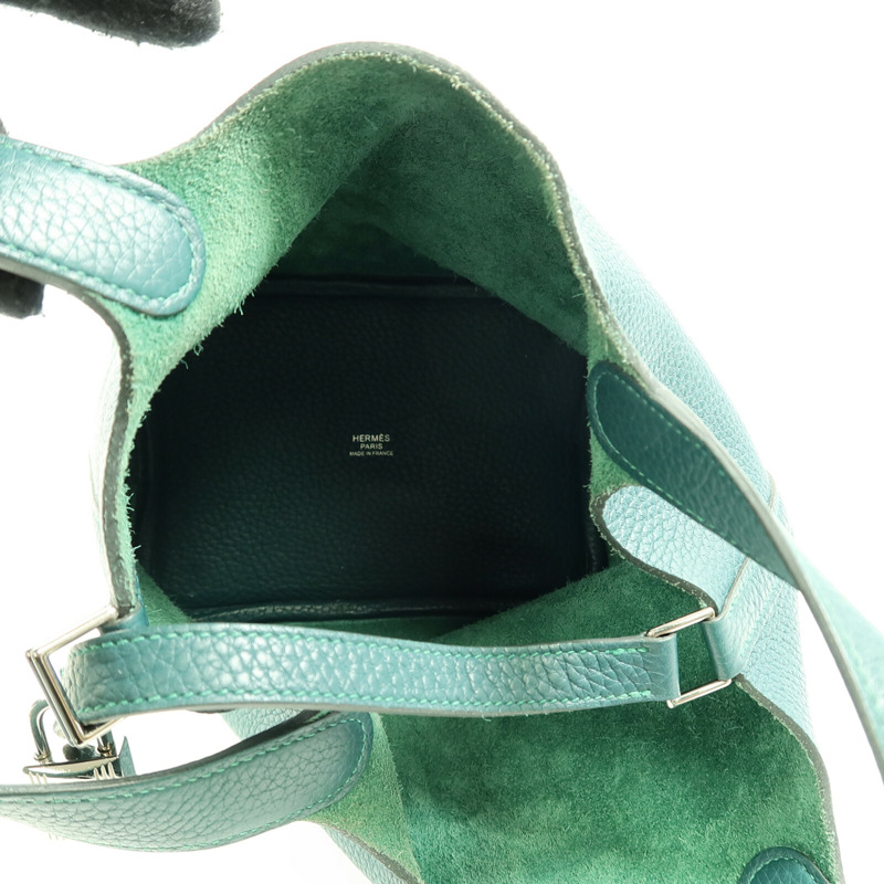 HERMES Clemence皮革Picotin PM手挽袋Vert Bosphore-4