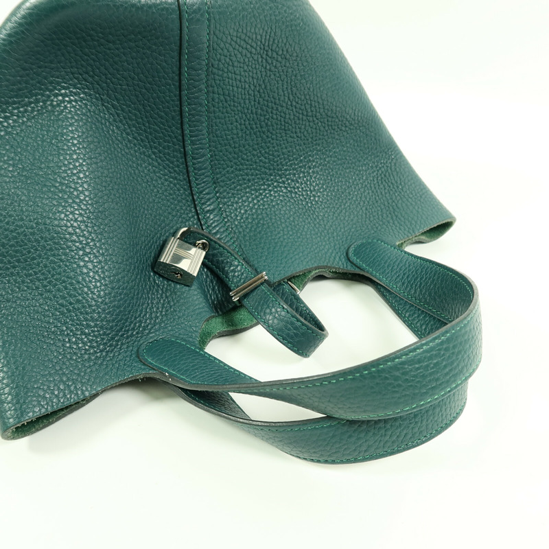 HERMES Clemence皮革Picotin PM手挽袋Vert Bosphore-8