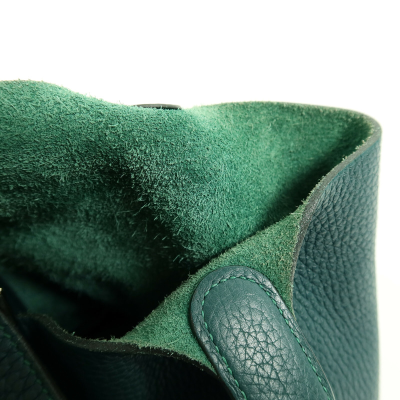 HERMES Clemence皮革Picotin PM手挽袋Vert Bosphore-15