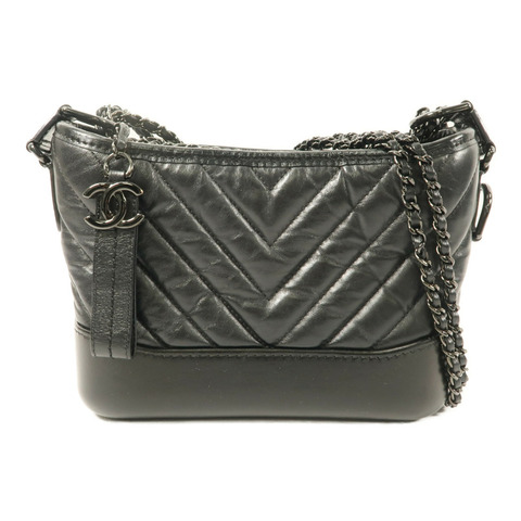 CHANEL 牛皮皮革Gabrielle Small So Black鏈帶手挽肩背兩用袋