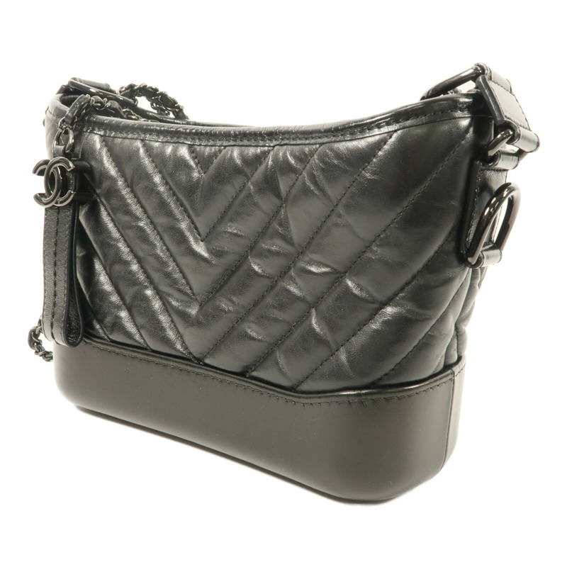 CHANEL 牛皮皮革Gabrielle Small So Black鏈帶手挽肩背兩用袋-2