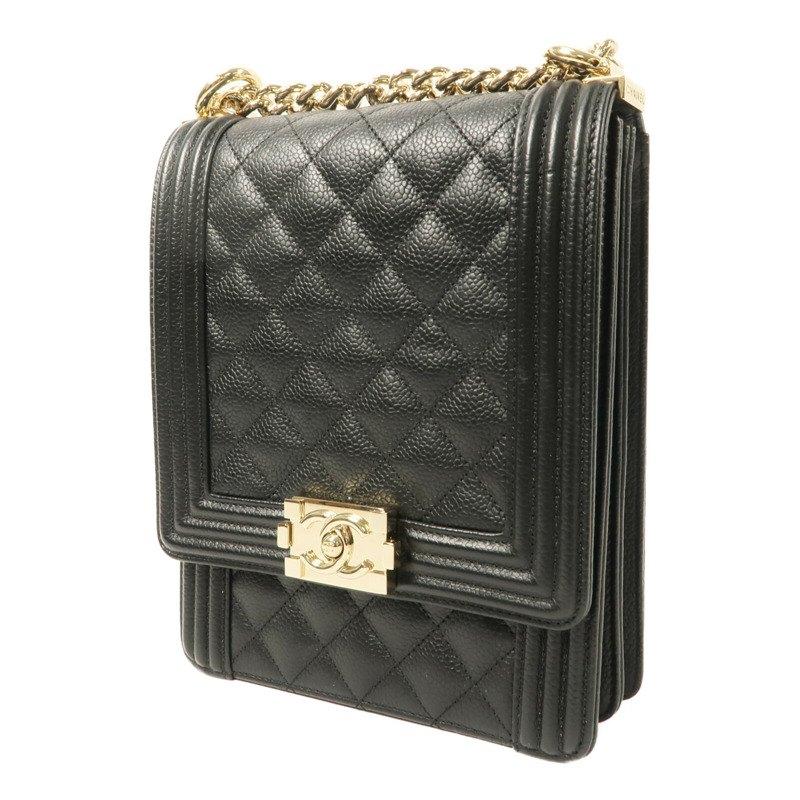 CHANEL 牛皮皮革Boy North South鏈帶手挽肩背兩用袋-2