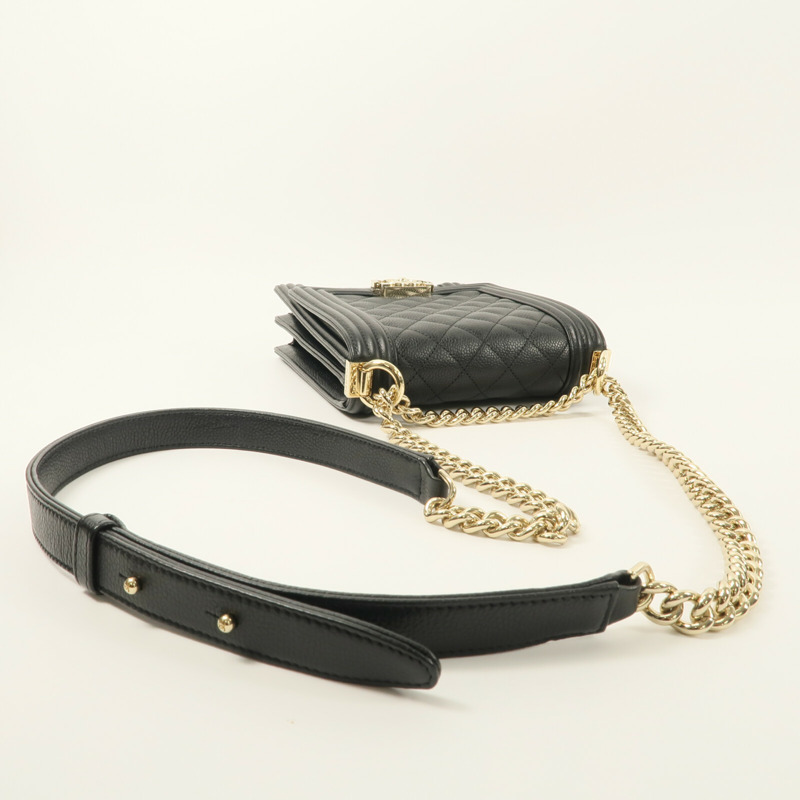 CHANEL 牛皮皮革Boy North South鏈帶手挽肩背兩用袋-9