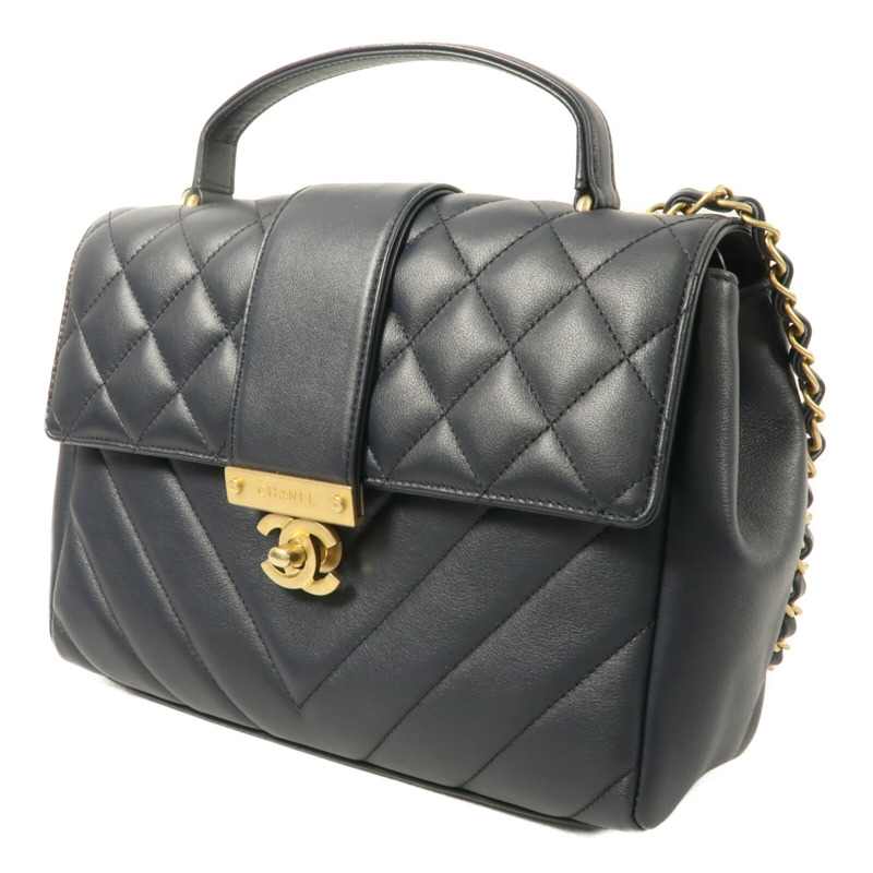 CHANEL 羊皮皮革Chain Shoulder With Handle鏈帶手挽肩背兩用袋-2