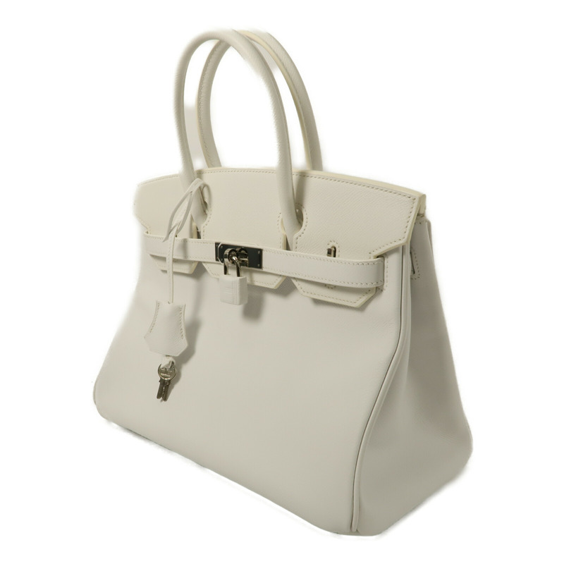 HERMES Epsom皮革Birkin 30手挽袋Blanc-2