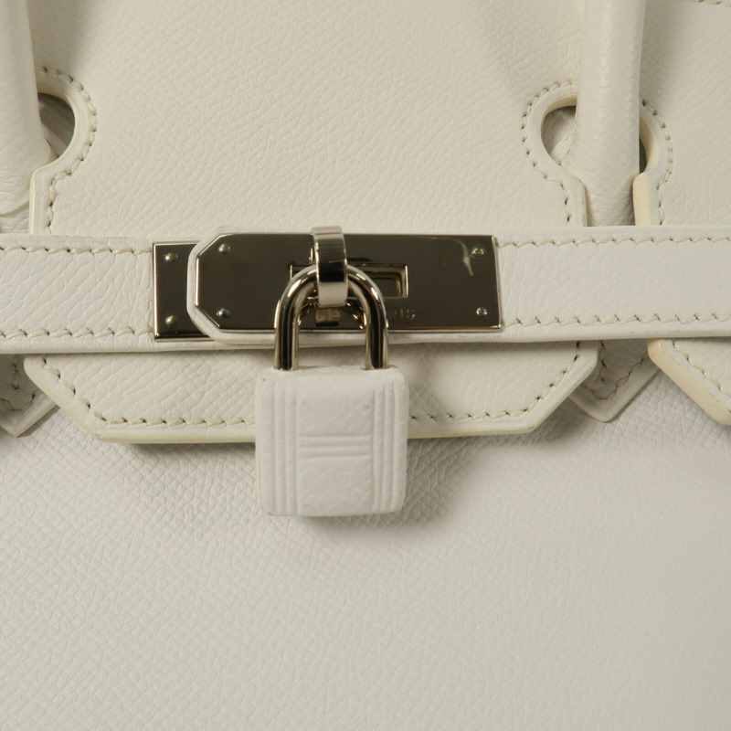 HERMES Epsom皮革Birkin 30手挽袋Blanc-7