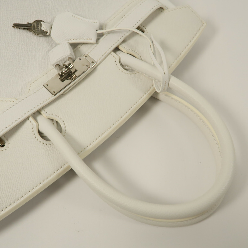 HERMES Epsom皮革Birkin 30手挽袋Blanc-9