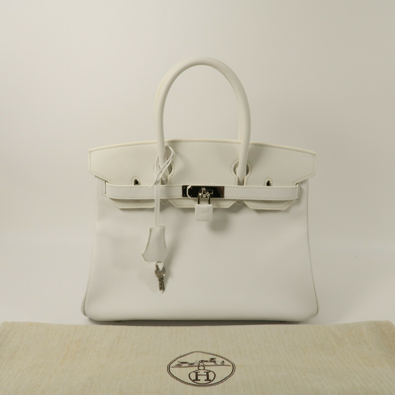 HERMES Epsom皮革Birkin 30手挽袋Blanc-10
