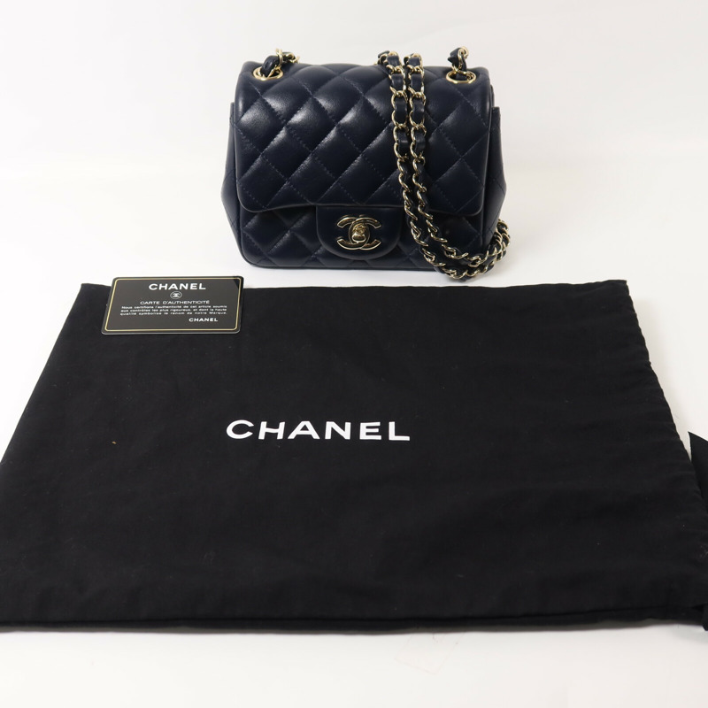 CHANEL 羊皮皮革Mini Classic 17鏈帶肩背袋-9