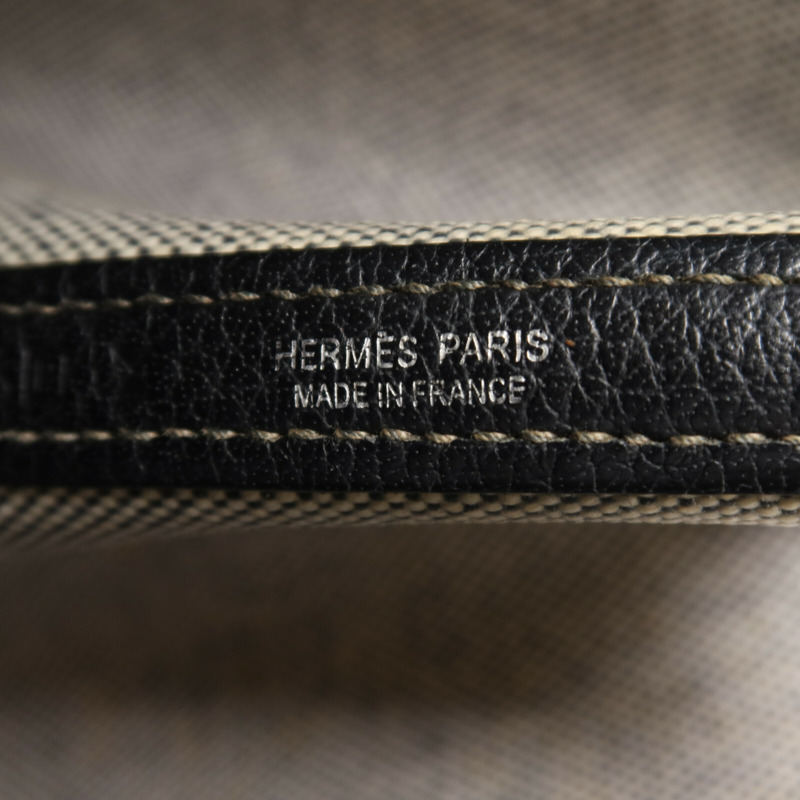 HERMES 帆布Garden Party PM手挽袋Noir/White-5
