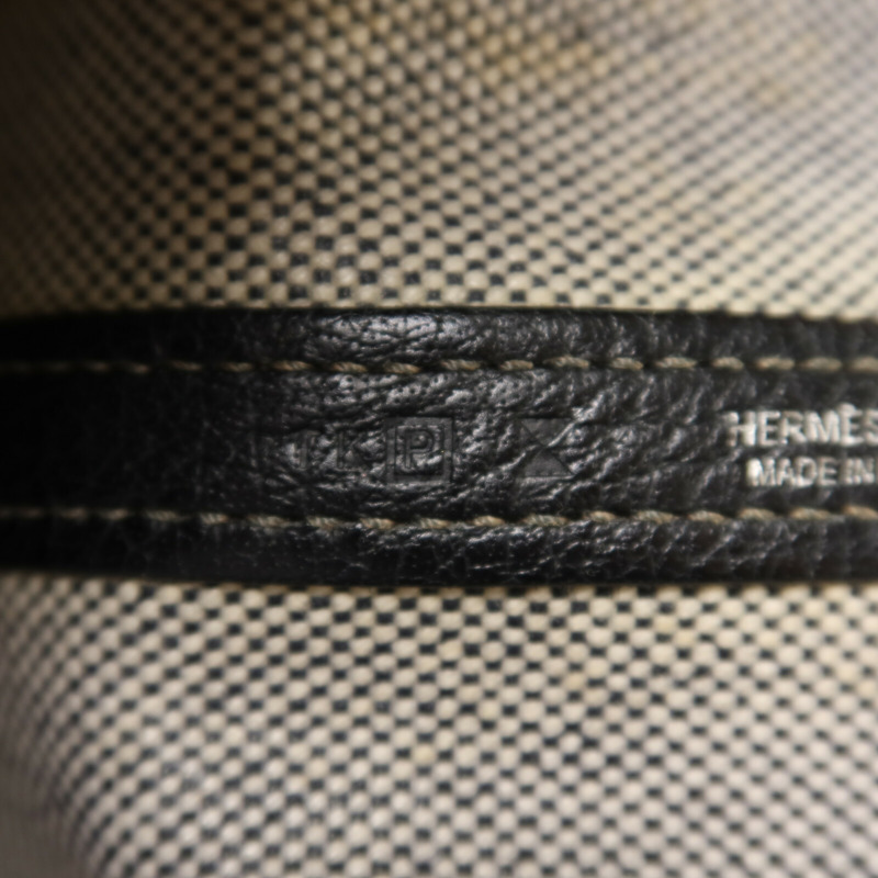 HERMES 帆布Garden Party PM手挽袋Noir/White-6