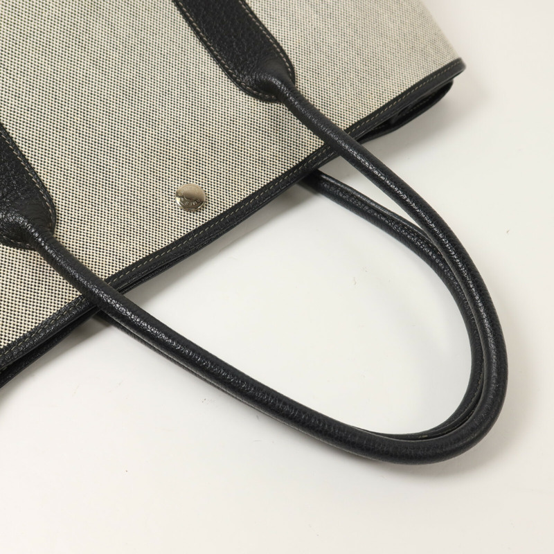 HERMES 帆布Garden Party PM手挽袋Noir/White-7