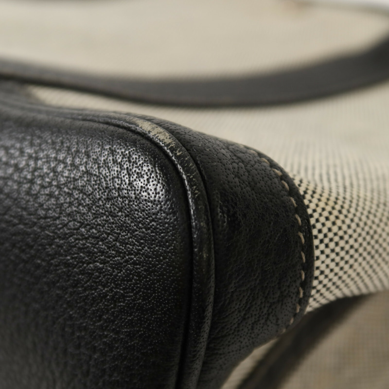 HERMES 帆布Garden Party PM手挽袋Noir/White-11