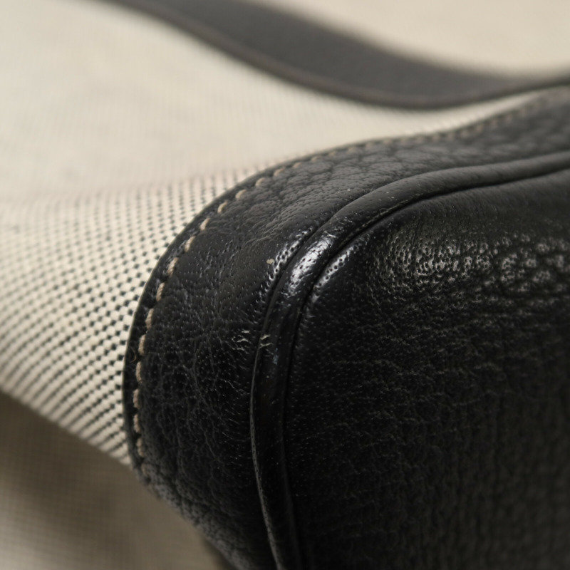 HERMES 帆布Garden Party PM手挽袋Noir/White-12