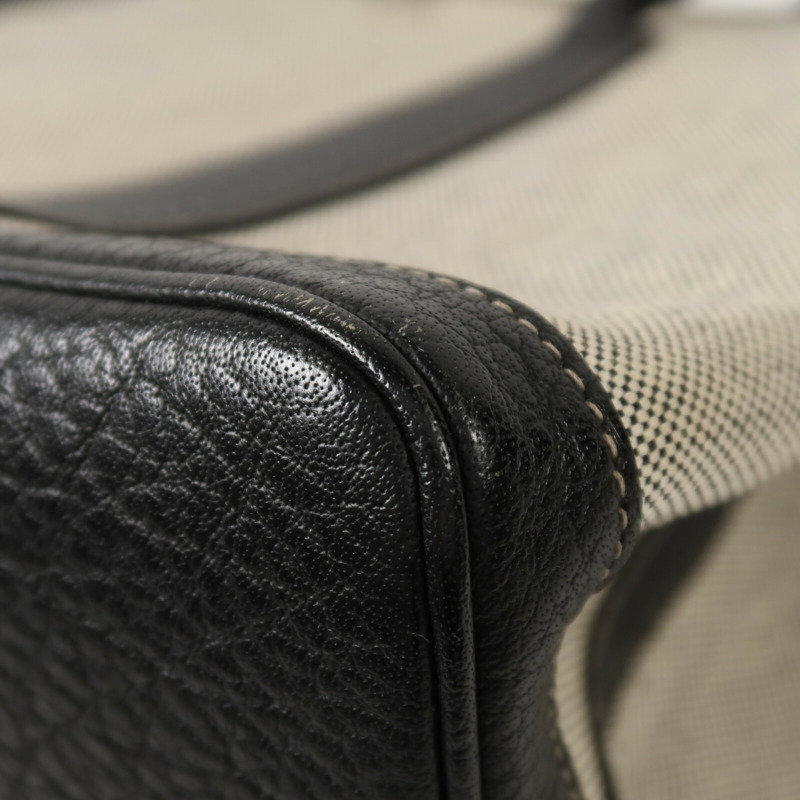 HERMES 帆布Garden Party PM手挽袋Noir/White-13