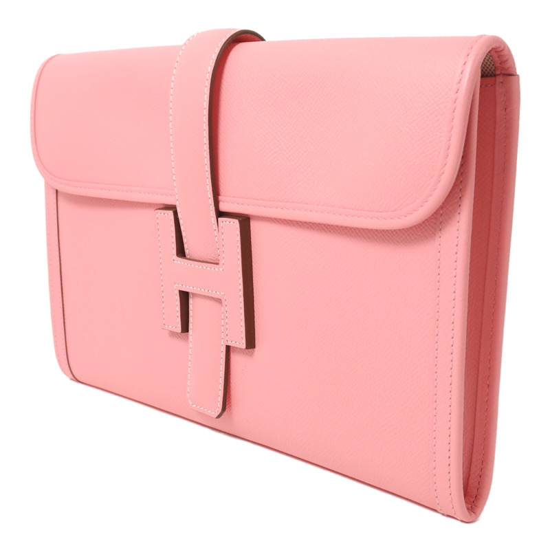 HERMES Epsom皮革Jige Elan PM手拿包Rose Confetti-2