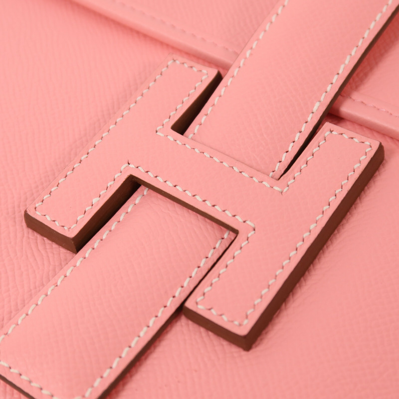 HERMES Epsom皮革Jige Elan PM手拿包Rose Confetti-8