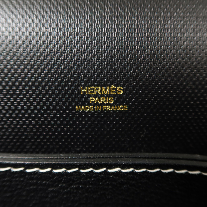 HERMES Grain d'H皮革Roulis 23肩背袋Noir-5