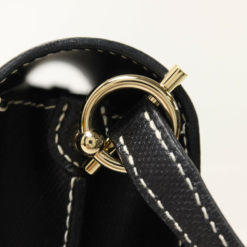 HERMES Grain d'H皮革Roulis 23肩背袋Noir-9