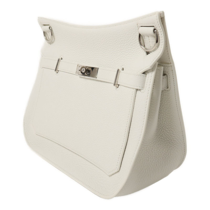 HERMES Togo皮革Jypsiere 28肩背袋Blanc-2