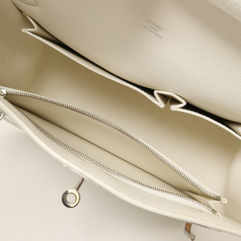 HERMES Togo皮革Jypsiere 28肩背袋Blanc-4
