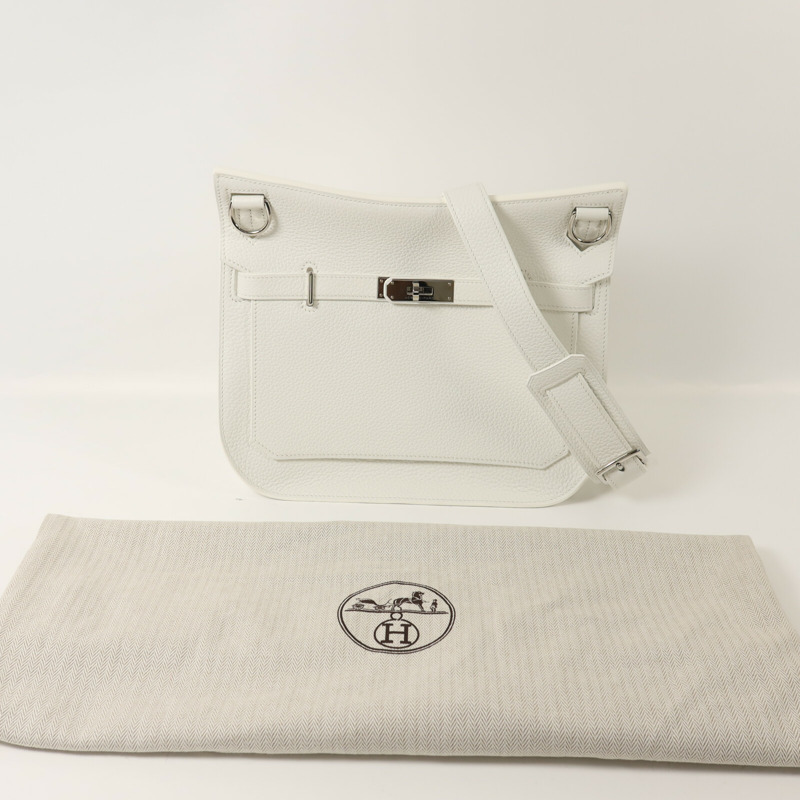 HERMES Togo皮革Jypsiere 28肩背袋Blanc-8