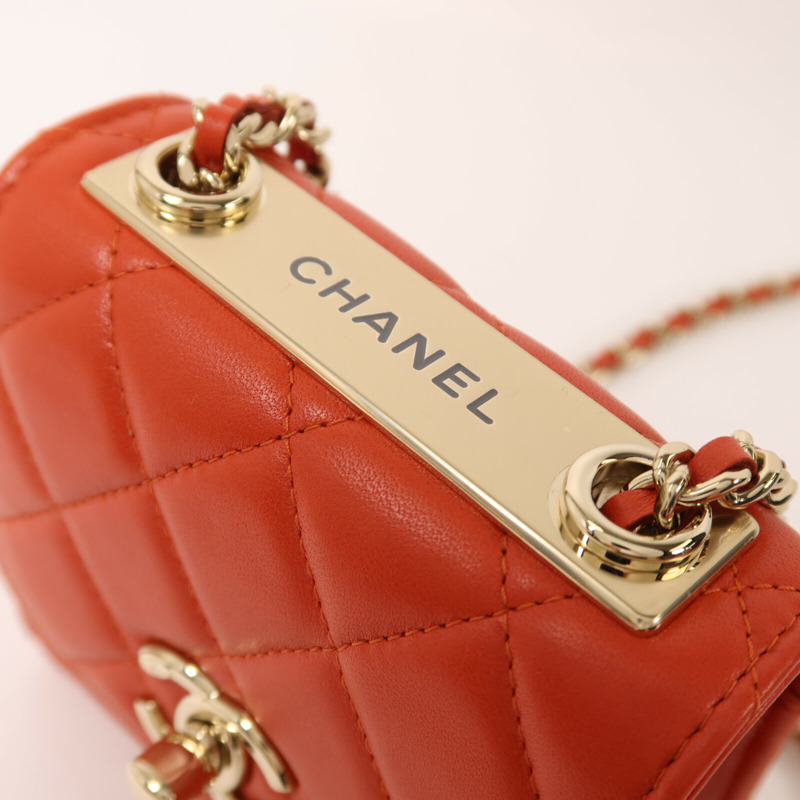 CHANEL 羊皮皮革Chain Shoulder鏈帶肩背袋-9