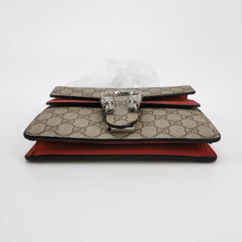 Gucci Dionysus酒神包迷你翻毛皮GG老花雙虎頭搭扣單肩包-5