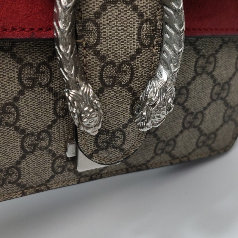 Gucci Dionysus酒神包迷你翻毛皮GG老花雙虎頭搭扣單肩包-12