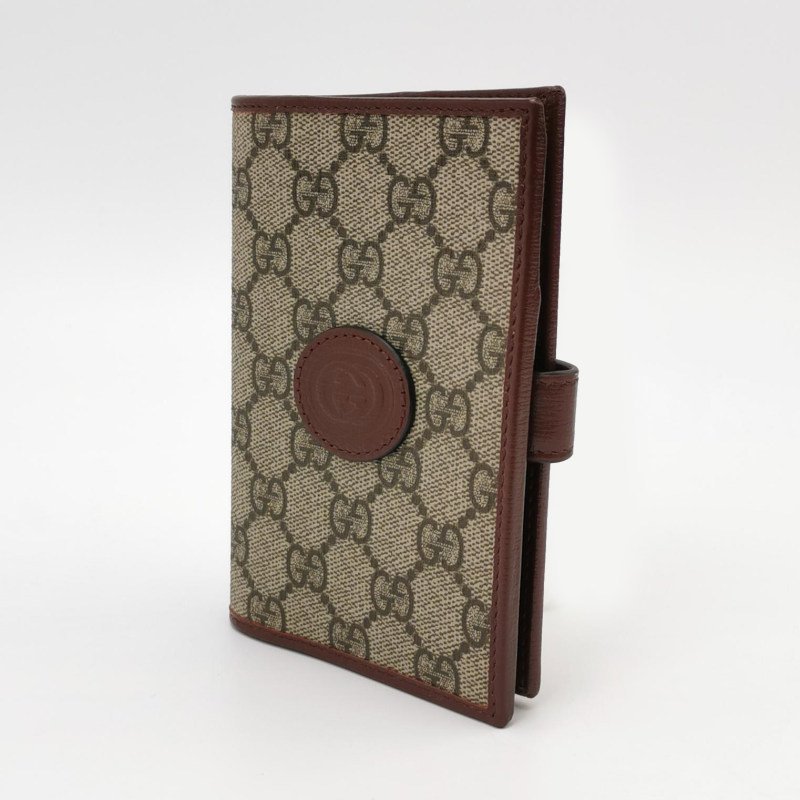 Gucci GG Retro牛皮老花雙G Logo護照夾-1