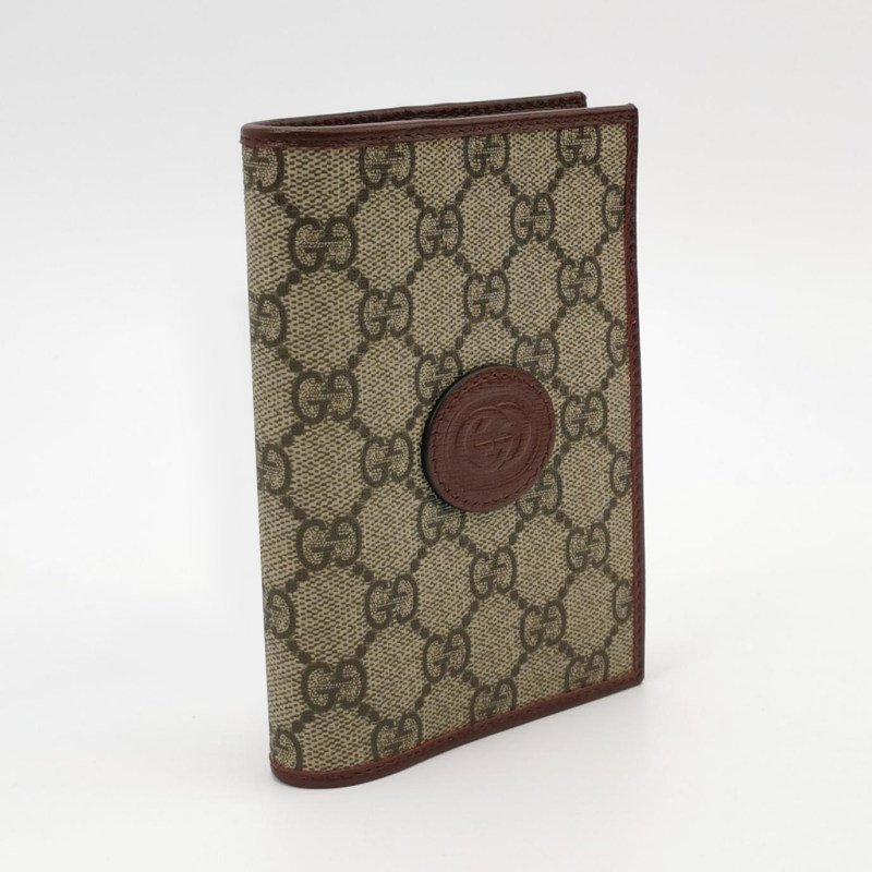 Gucci GG Retro牛皮老花雙G Logo護照夾-2