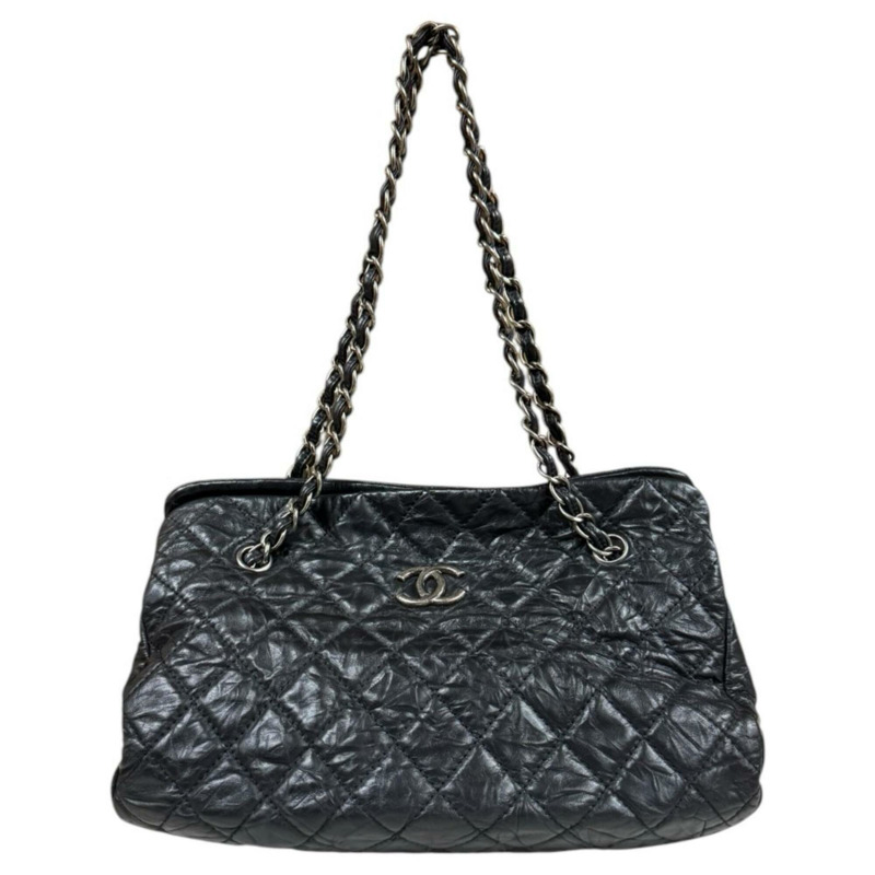 香奈兒絎縫肩背包，皮革，黑色，女士，香奈兒鏈條-0