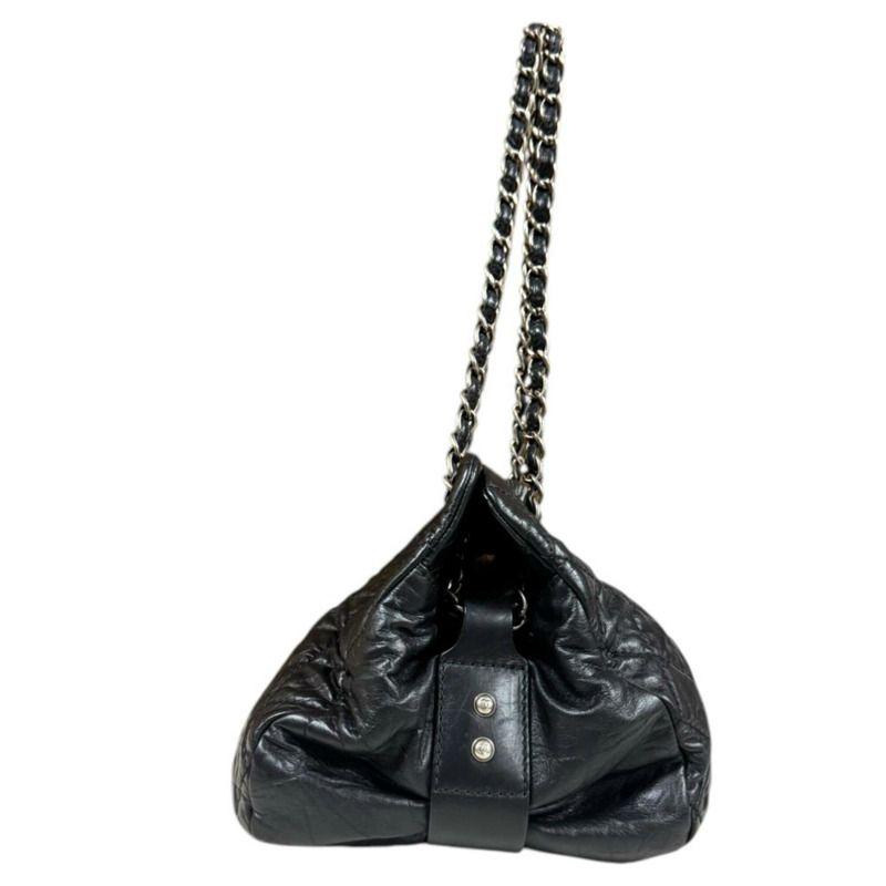 香奈兒絎縫肩背包，皮革，黑色，女士，香奈兒鏈條-3