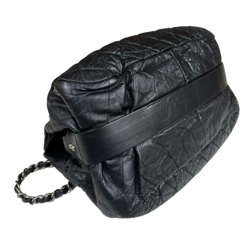 香奈兒絎縫肩背包，皮革，黑色，女士，香奈兒鏈條-5