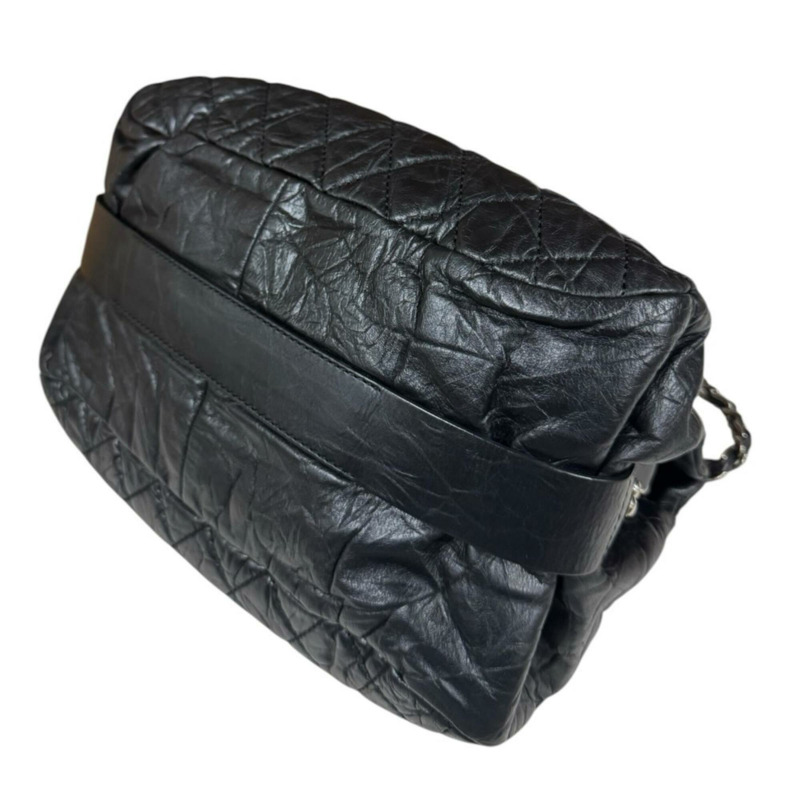 香奈兒絎縫肩背包，皮革，黑色，女士，香奈兒鏈條-6