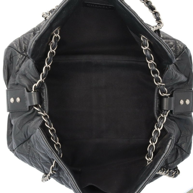 香奈兒絎縫肩背包，皮革，黑色，女士，香奈兒鏈條-7