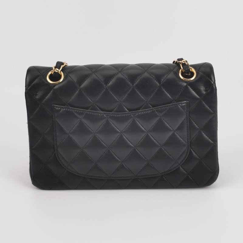 Chanel Classic Flap 經典款小號羊皮菱格絎縫雙C扣皮穿鏈單肩包-4