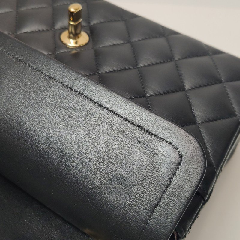 Chanel Classic Flap 經典款小號羊皮菱格絎縫雙C扣皮穿鏈單肩包-17